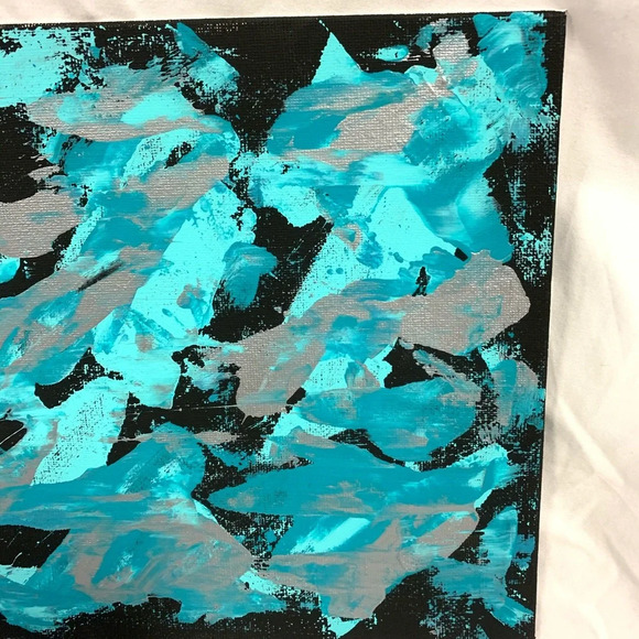 Teal, silver metallic, and aqua original art! - Picture 6 of 8